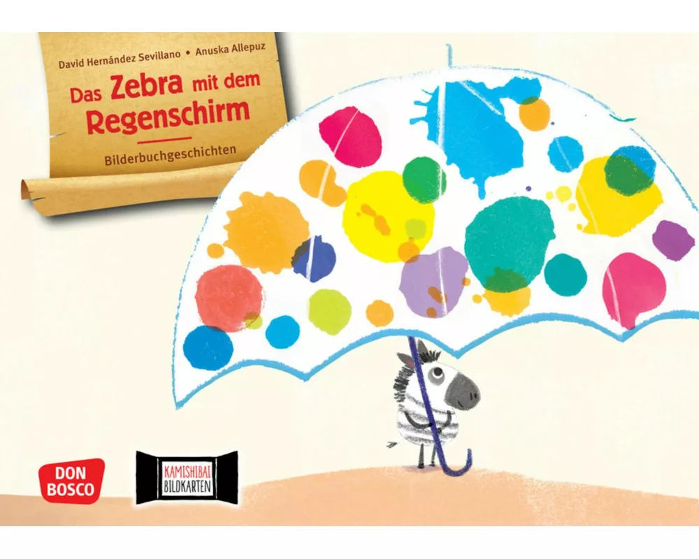Das Zebra mit dem Regenschirm. Kamishibai Bildkartenset