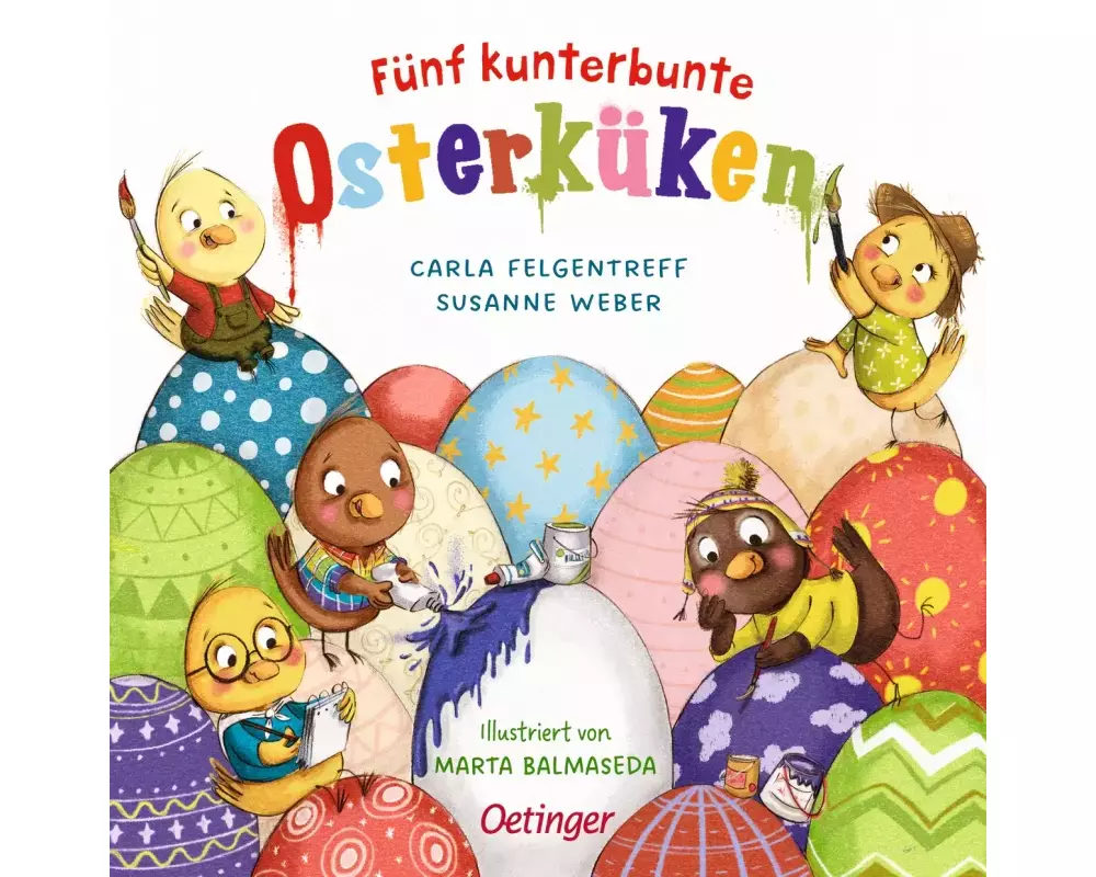 Fünf kunterbunte Osterküken