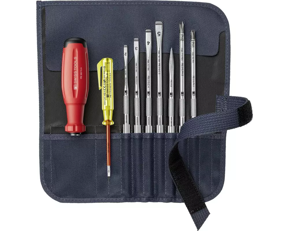 PB Swiss Tools Wechselklingen-Set PB 38223.GY 8-teilig in Stoff-Rolltasche