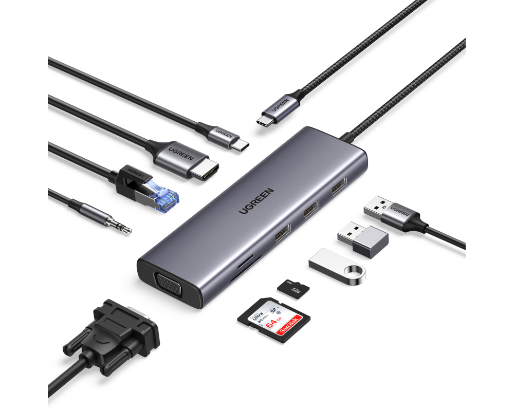 UGREEN Hub 9-in-1,USB-C,4K, HDMI 15600