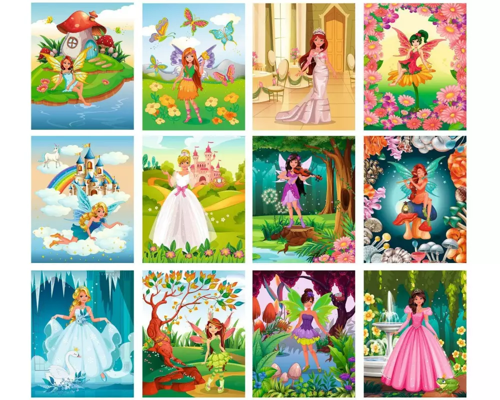 URSUS Bastelset Kratzbilder Feen und Prinzessinnen