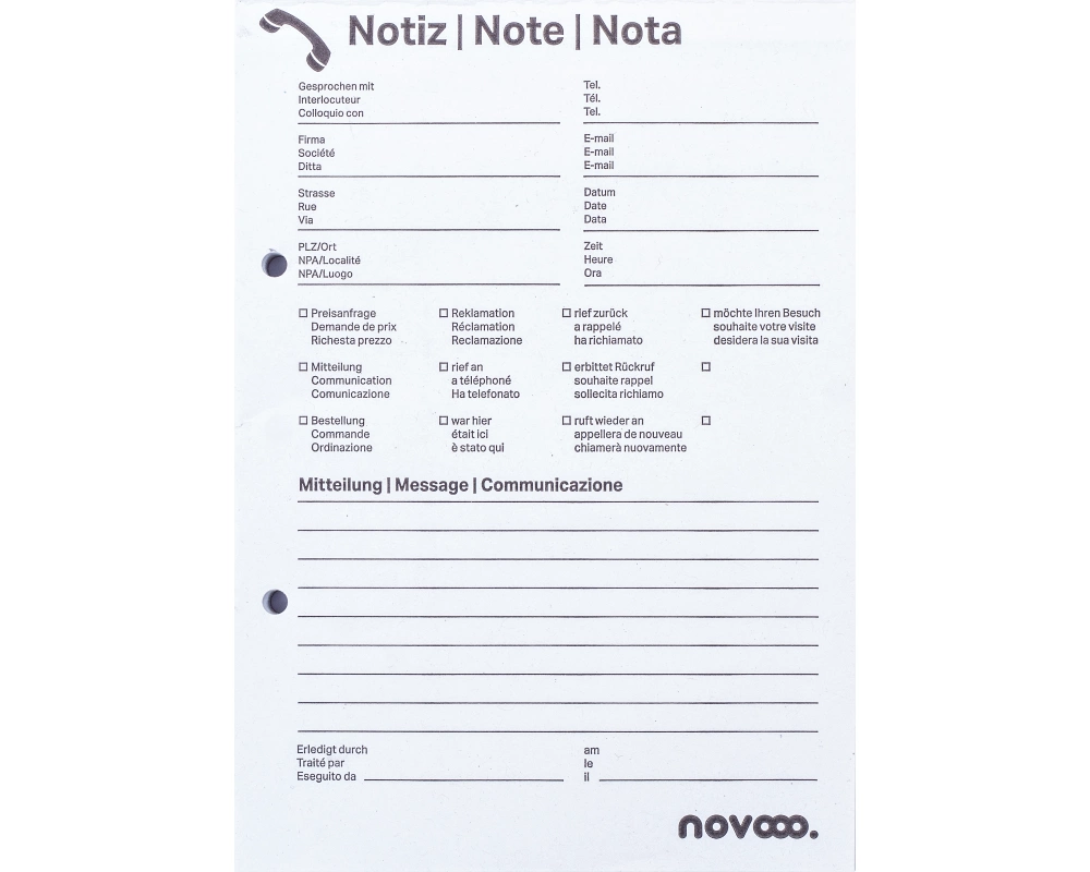 NOVOOO Telefonblock A5 731510 weiss, 65g 5x80 Blatt