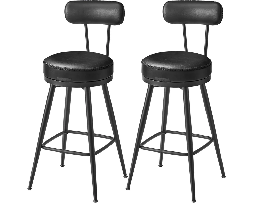 VASAGLE Barhocker 2er Set 54 x 90.5 cm, Schwarz