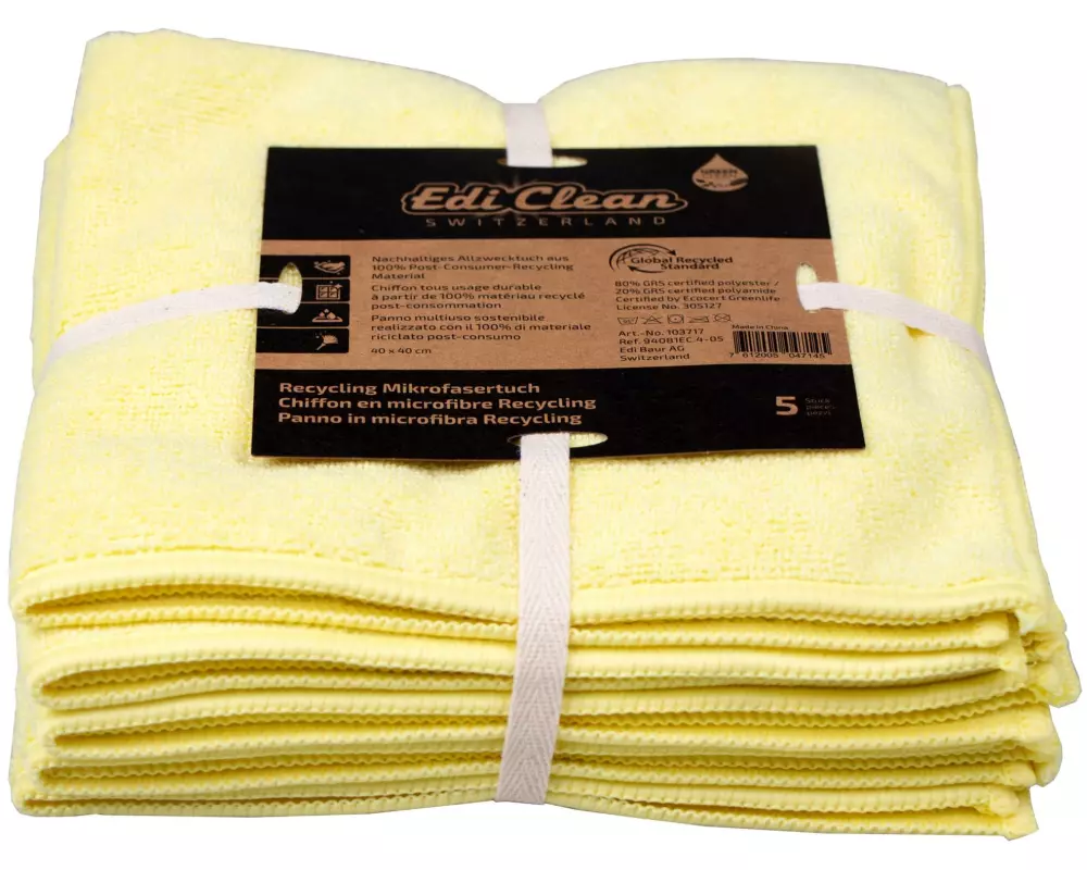 Edi Baur Mikrofaser-Reinigungstuch EC 5 Stück, Gelb