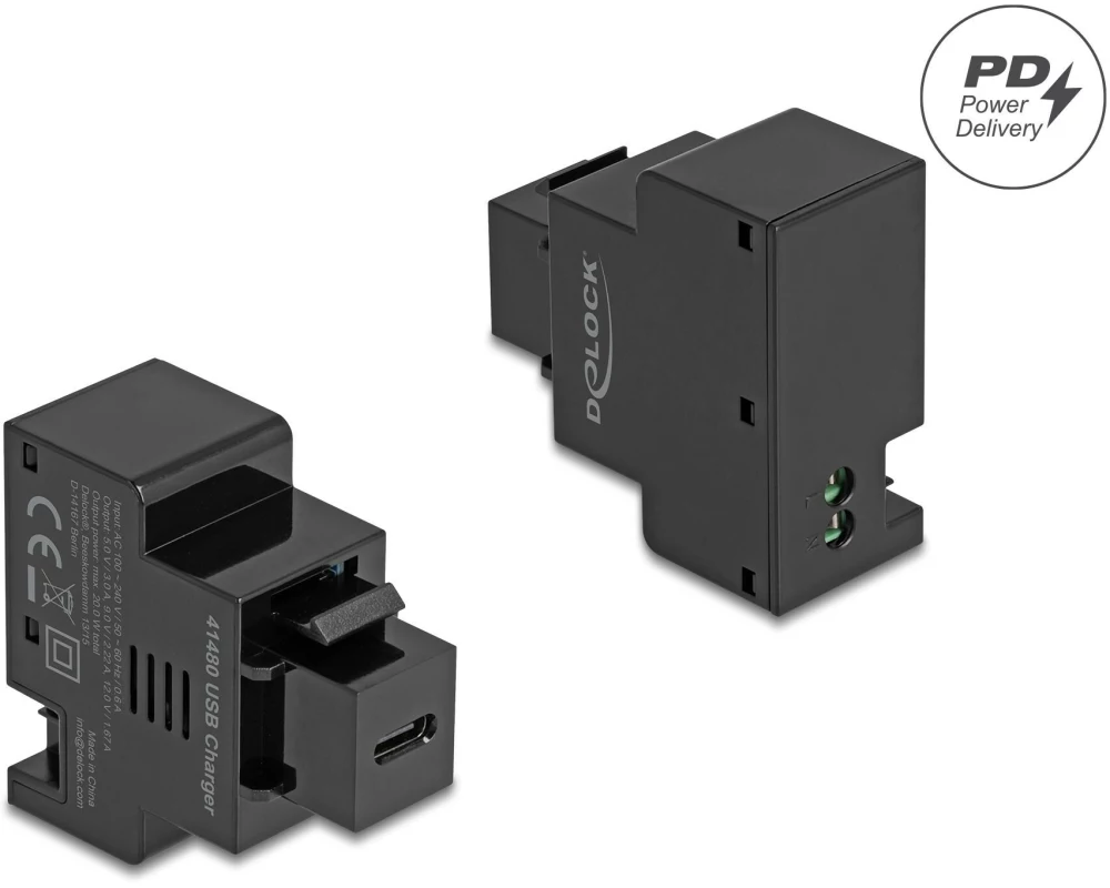 Delock Keystone-Modul 2 Pin Terminalblock zu USB Type-C Buchse