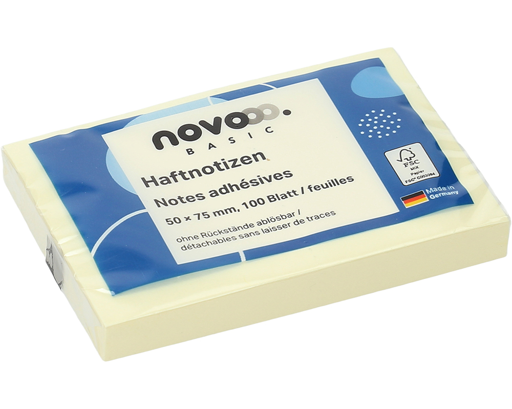 NOVOOO Haftnotizen 50x75mm 5656-01 gelb 100 Blatt