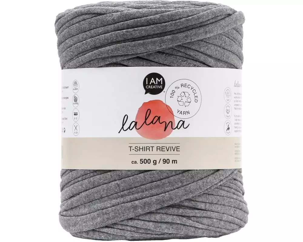 lalana Wolle T-Shirt Revive 5 mm, 500 g, Grau