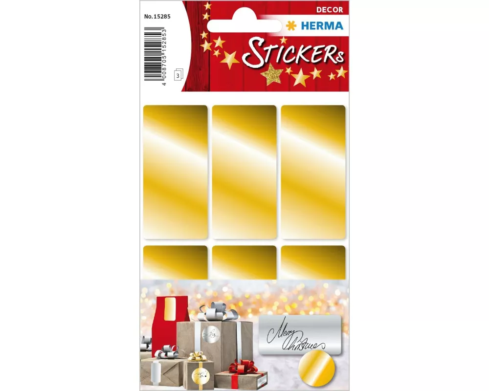 Herma Stickers Weihnachtssticker 2.6 cm x 5.4 cm 3 Blatt à 6 Sticker, Gold