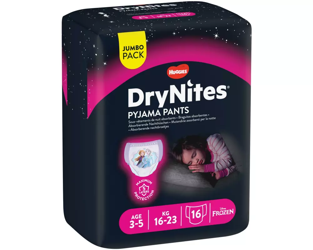 Huggies Nachtwindeln DryNites Girl 3-5 Jahre Grösse S, 16 Stk.