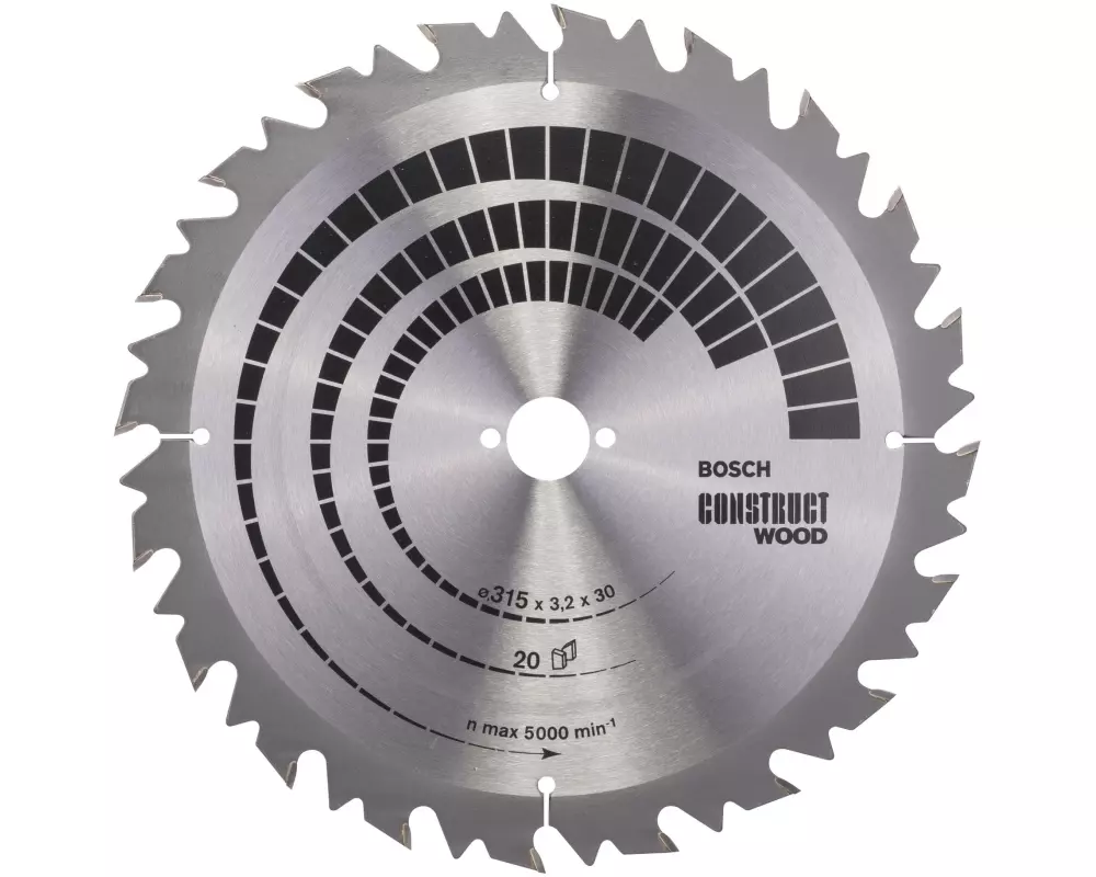 Bosch Professional Kreissägeblatt Construct Wood, 315 x 30 x 3.2 mm, Z 20