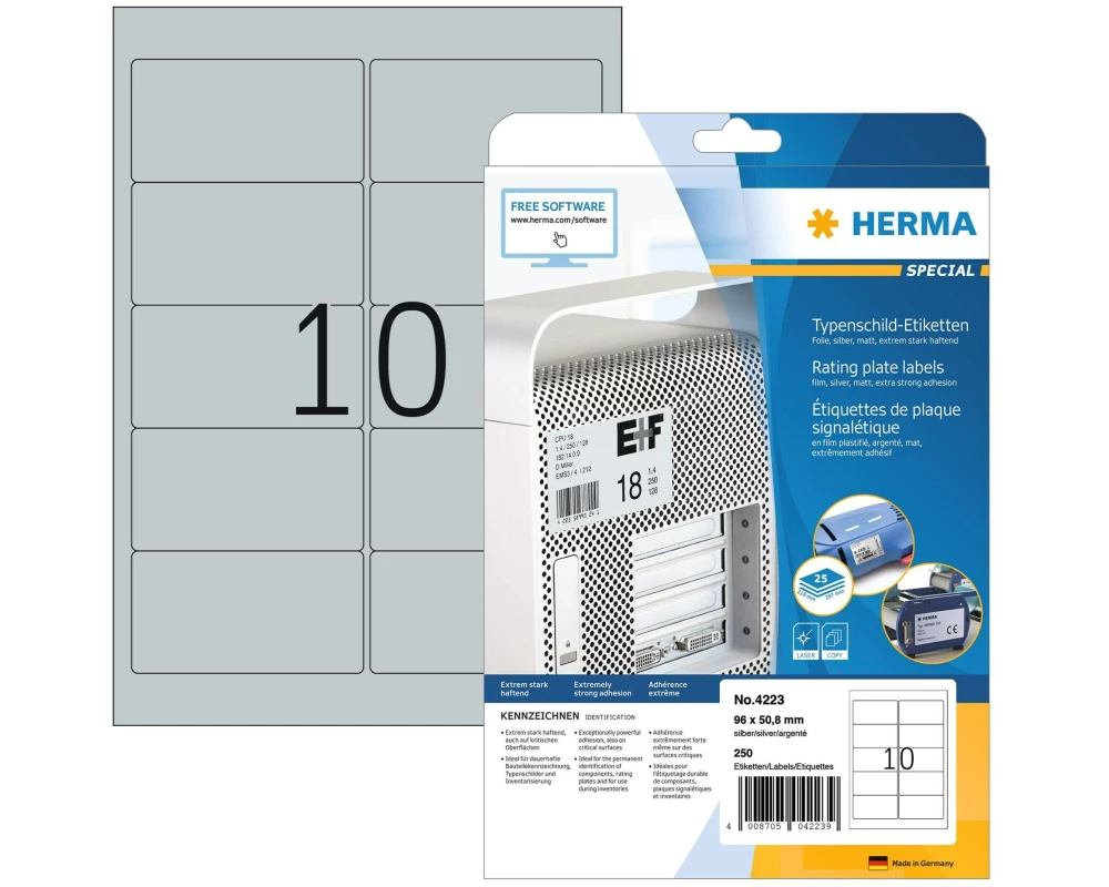 HERMA Typenschild-Etiketten 4223 96 x 50.8 mm