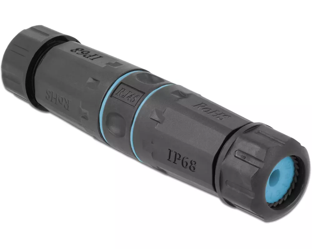 Delock Kupplung RJ-45, Cat.6A, blau, Wasserfest 1 Stück
