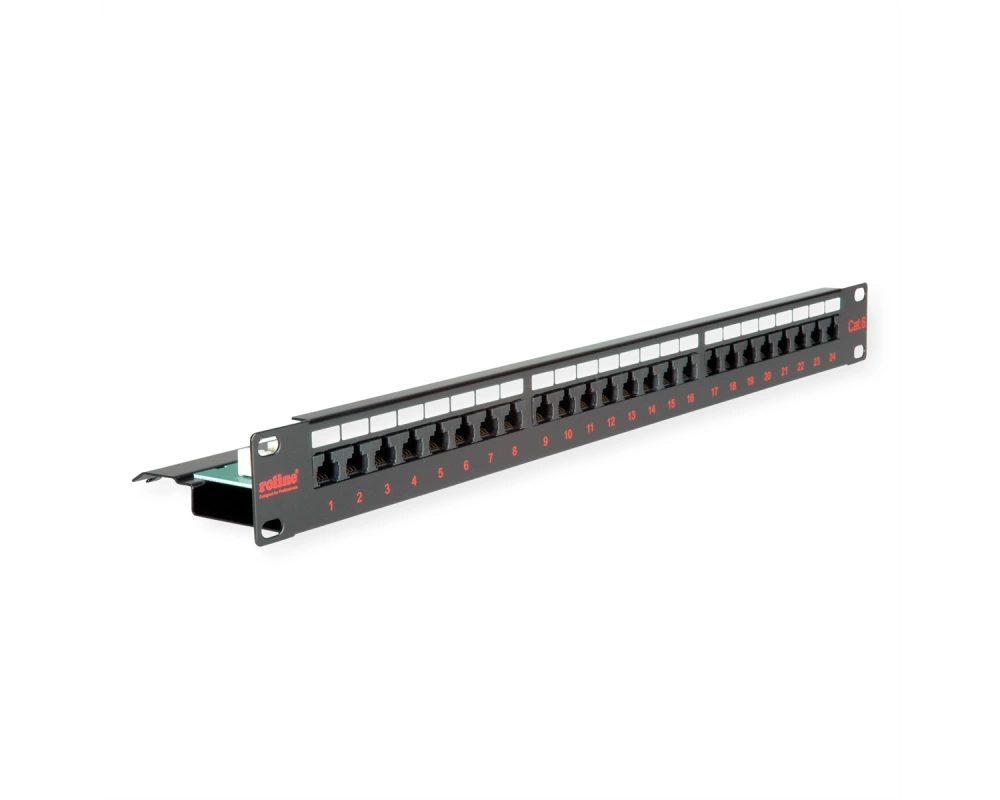 ROLINE Cat.6 (Class E) 19-Zoll-Patchpanel, 24P, ungeschirmt, schwarz