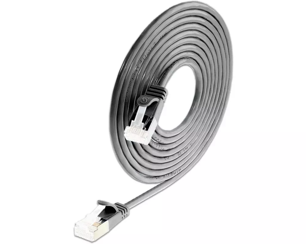 SLIM Slimpatchkabel RJ-45, Cat 6A, U/FTP, 0.15 m, Schwarz,50-Pack