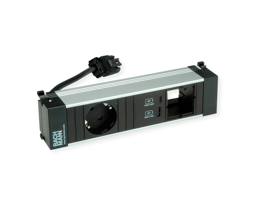 BACHMANN POWER FRAME S 1xCEE7/3 1xCM, 1xUSB 22W 0,2m GST18