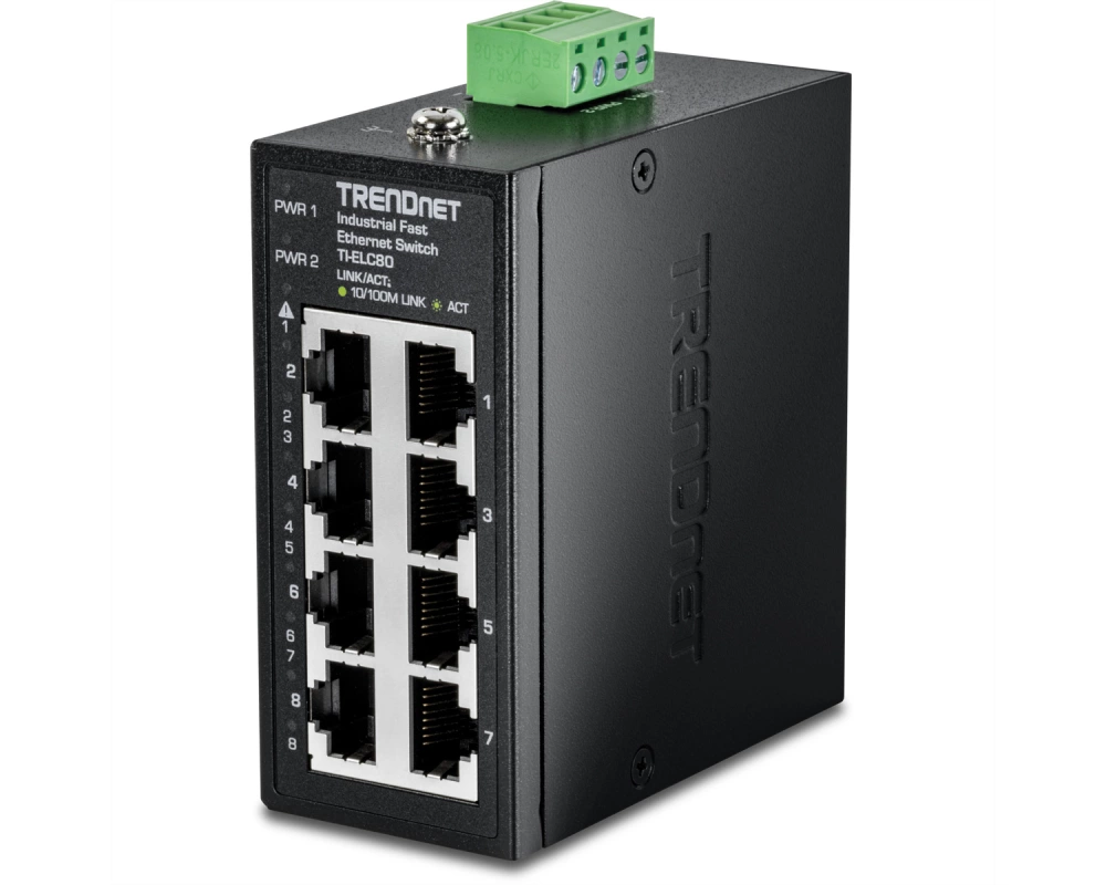 TRENDnet TI-ELC80 8-Port Ethernet Mini Switch Industrial DIN-Rail