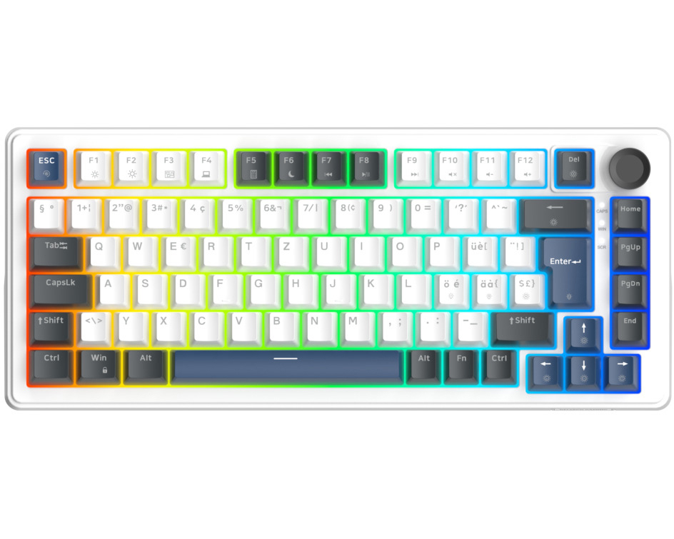DELTACO Mech. Keyboard Gasket DK480 GAM-205-W-CH PBT keycaps,Hot-swap,WH. CH
