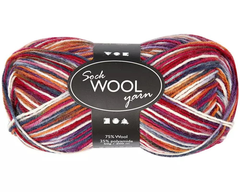 Creativ Company Wolle 50 g für Socken, Blau/Rot