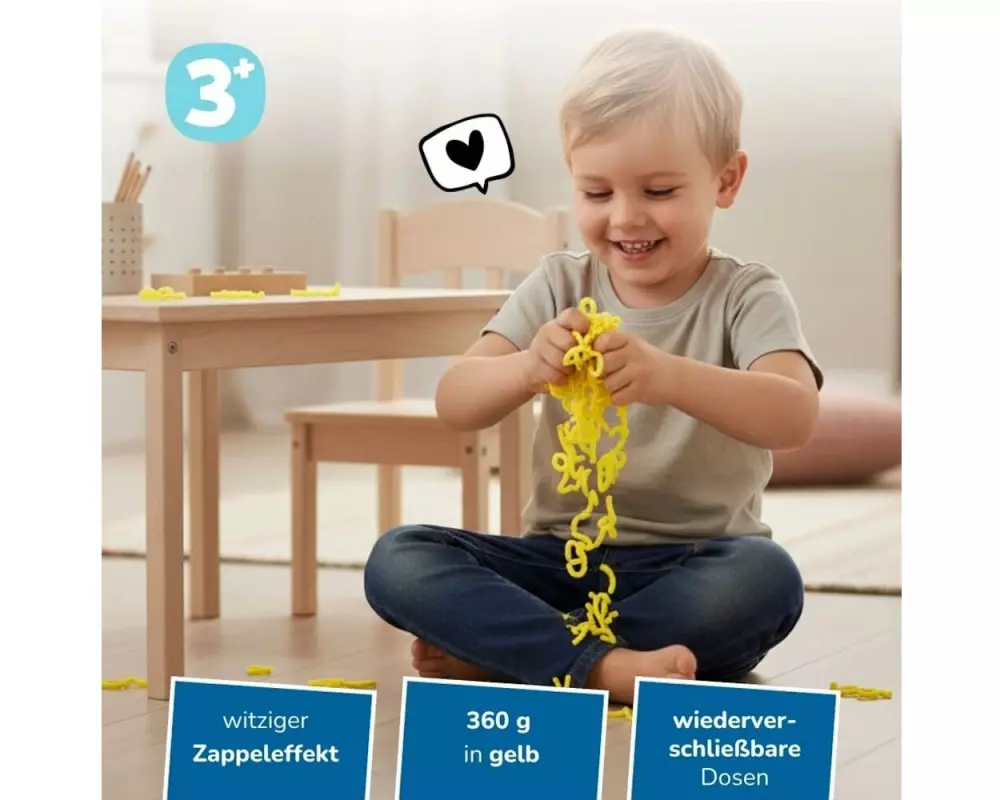 alldoro Squishy Worms Gelb, Kunststoff, 120 g