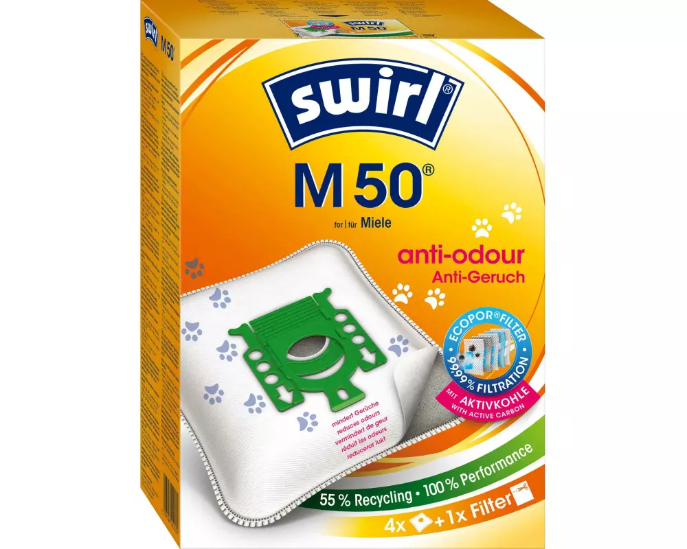 Swirl Staubfilterbeutel M 50 EcoPor Anti-Geruch 4 Stück