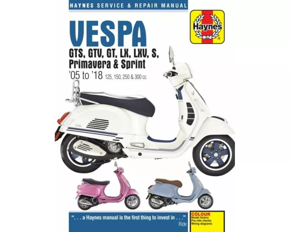 Vespa GTS, GTV, GT, LX, LXV, S, Primavera & Sprint (05 - 18)