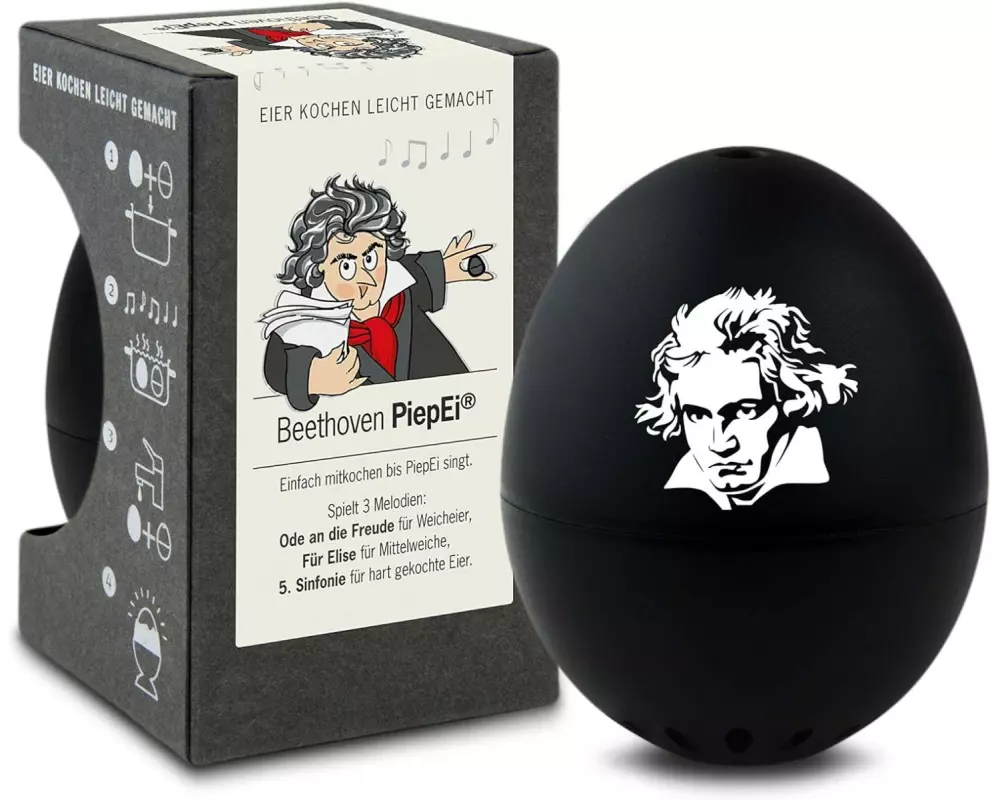 PiepEi Küchentimer Singende Eieruhr Beethoven, Schwarz / Weiss