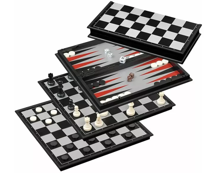 Schach-Backgammon-Dame-Set, Feld 37 mm