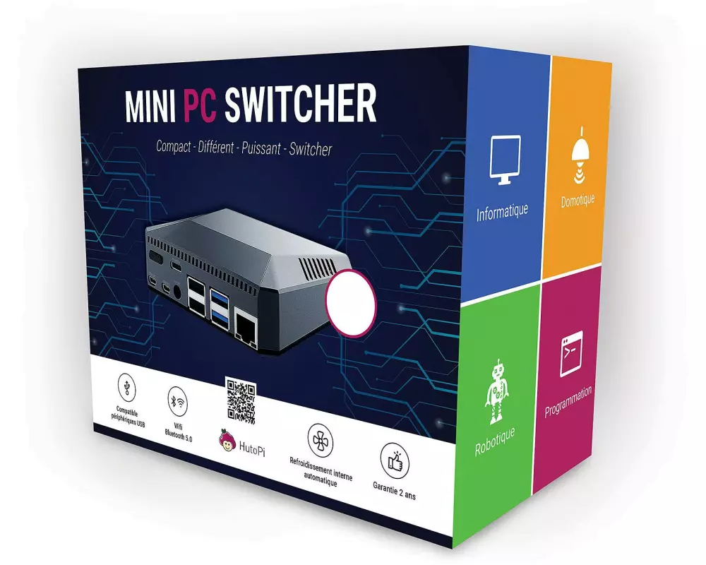 HutoPi Starter Kit MiniPC Switcher Raspberry Pi 4, 4 GB, 128 GB