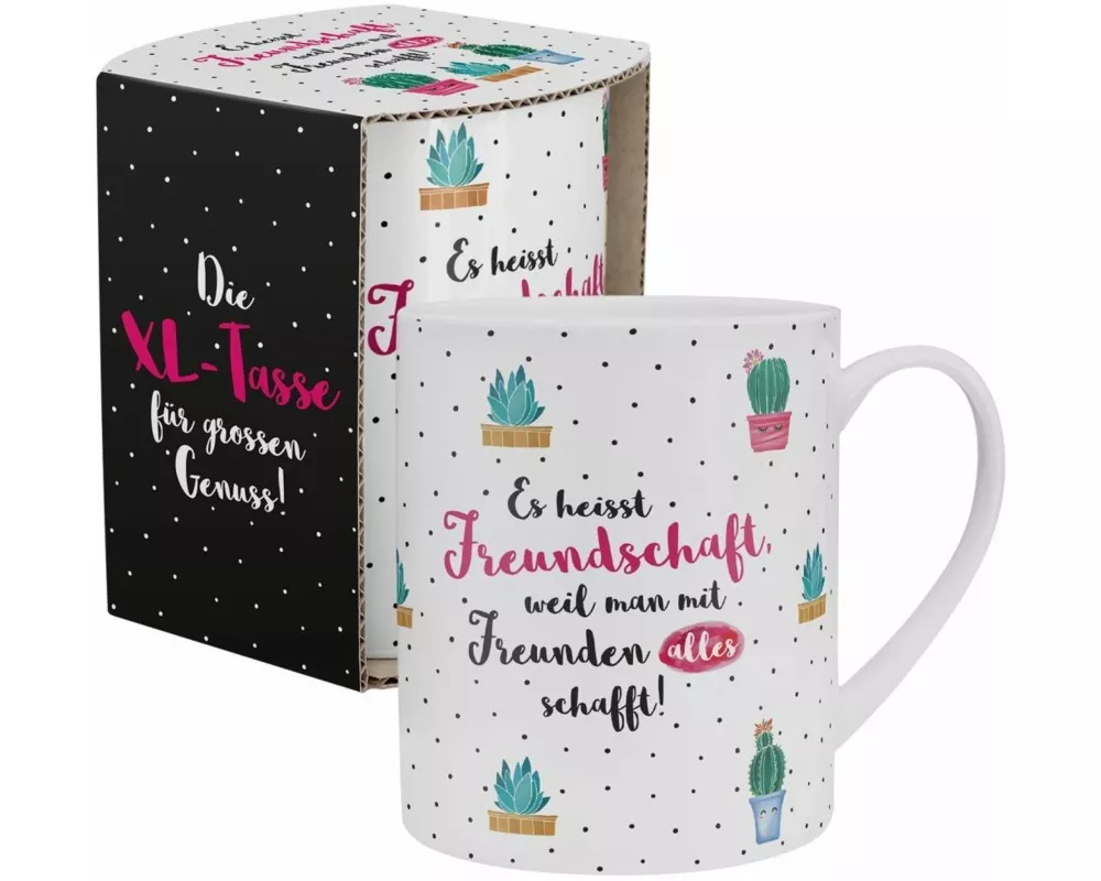 Die Geschenkewelt XL-Tasse 46215 "Es heisst Freundschaft, weil man mit Freunden alles schafft!"