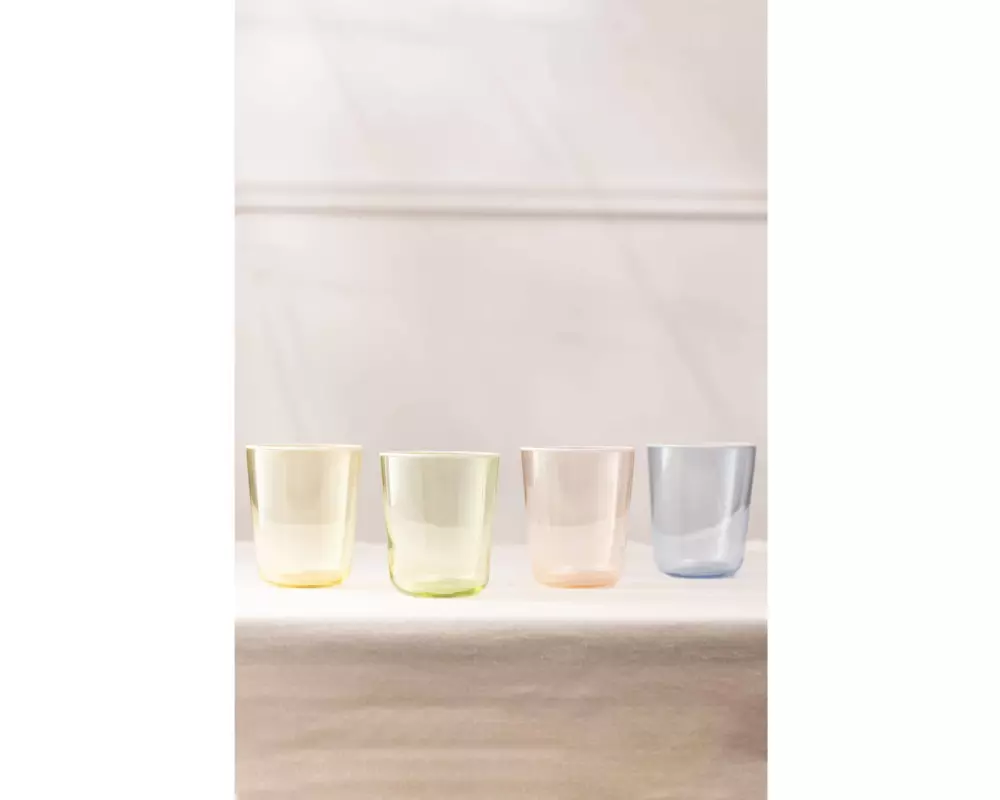Hermia Trinkglas 320 ml, 4 Stück, Lachs/Blau/Grün/Gelb
