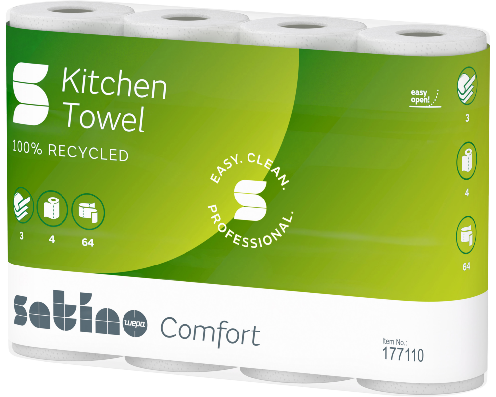SATINO Haushaltsrollen Satino Comfort 177110 3-lagig, 4 Rollen 51 Blatt