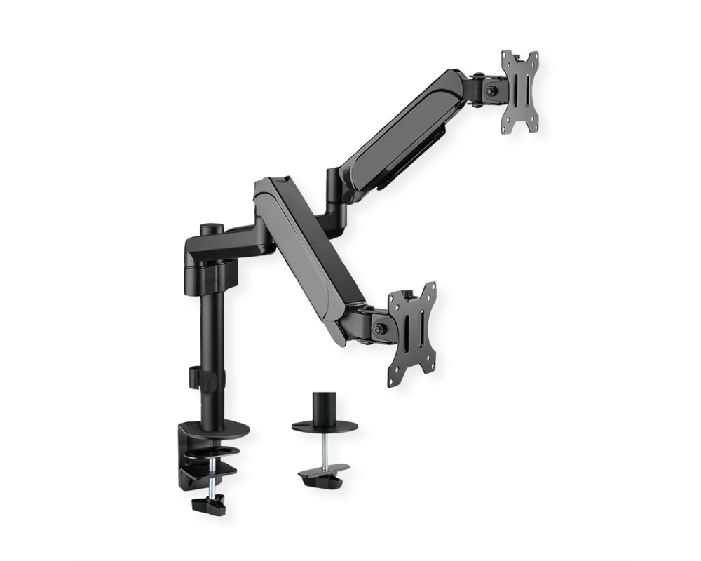 VALUE Dual LCD-Arm Trägerstange, 4 Gelenke, Tischmontage, 17-32 Zoll, bis 2x 9 kg