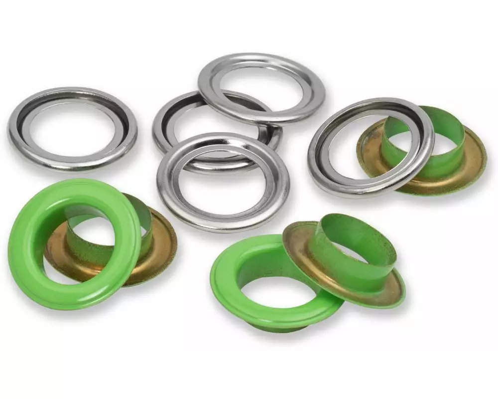 Prym Ösen mit Scheiben 15 Stück, Hellgrün-Silber