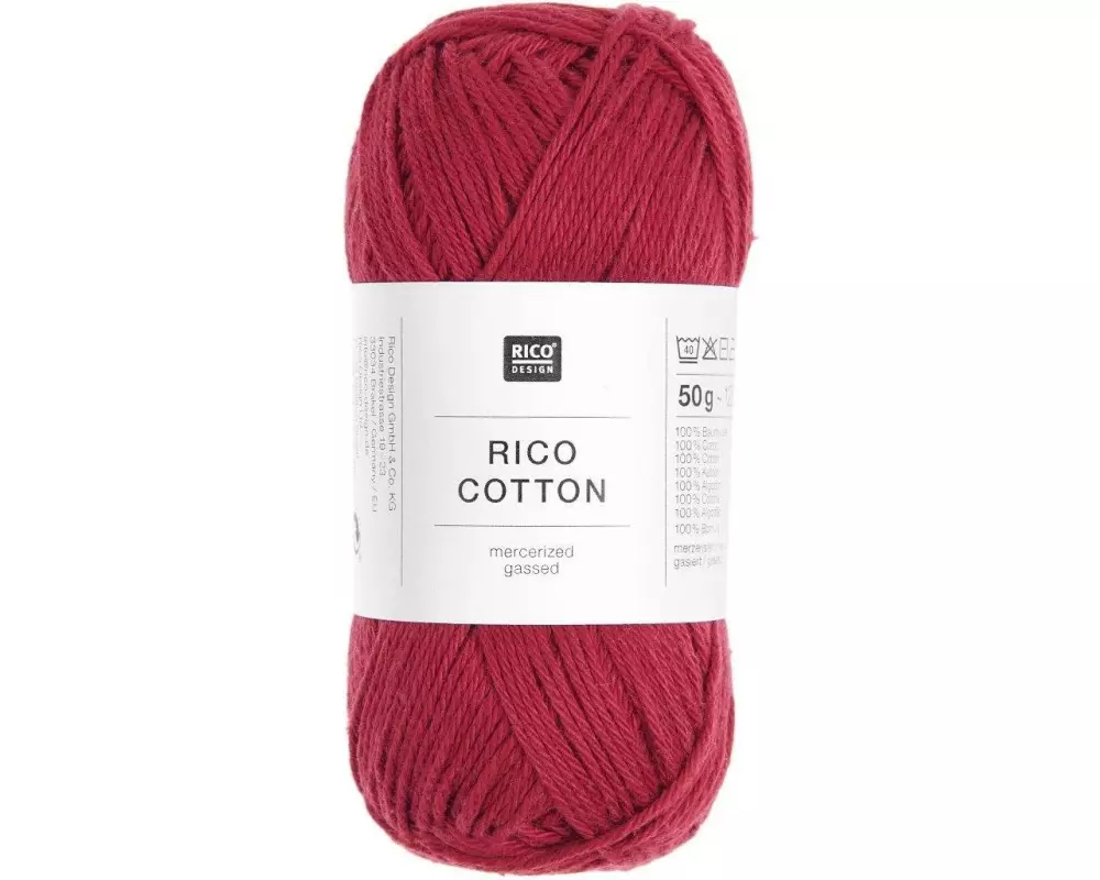 Rico Design Baumwollgarn Weinrot, 50 g, 125 m