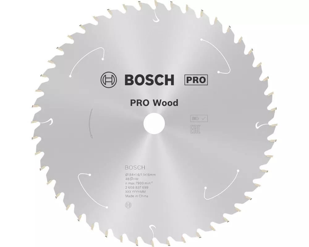 Bosch Professional Sägeblatt 184 x 1.6 x 16 mm, T48, 1 Stück