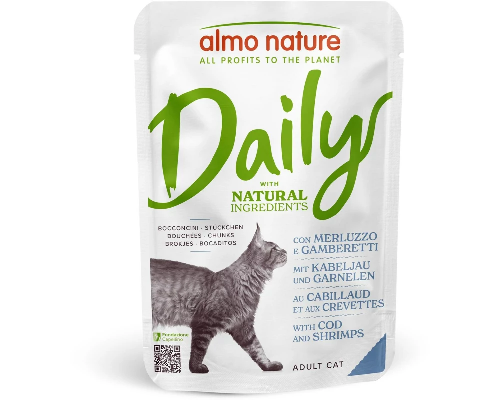 Almo Nature Nassfutter Daily mit Kabeljau und Garnelen 70g