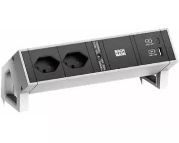 BACHMANN DESK 2 Facility System 2xCH 1xUSB A and B 22W Charger 20cm GST18 RAL9005