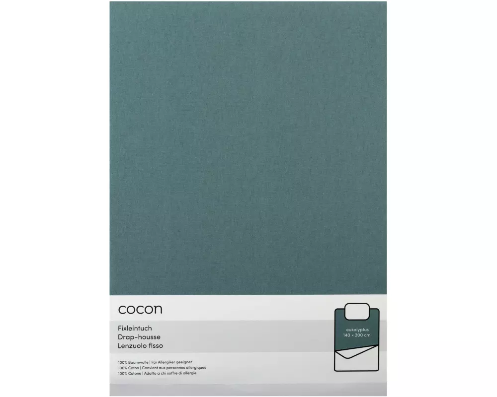 COCON Fixleintuch Jersey 140-160 x 200 cm, Eukalyptus