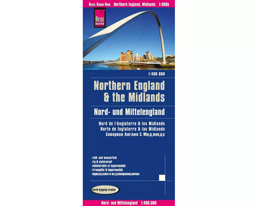 Reise Know-How Landkarte Nord- und Mittelengland / Northern England & the Midlands (1:400.000)