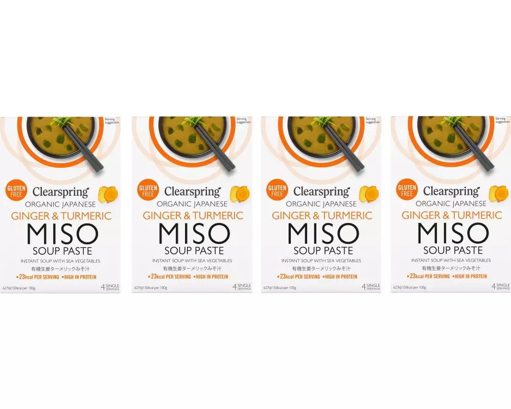 Clearspring Organic Ingwer und Kurkuma Miso Suppenpaste 4 x 15 g