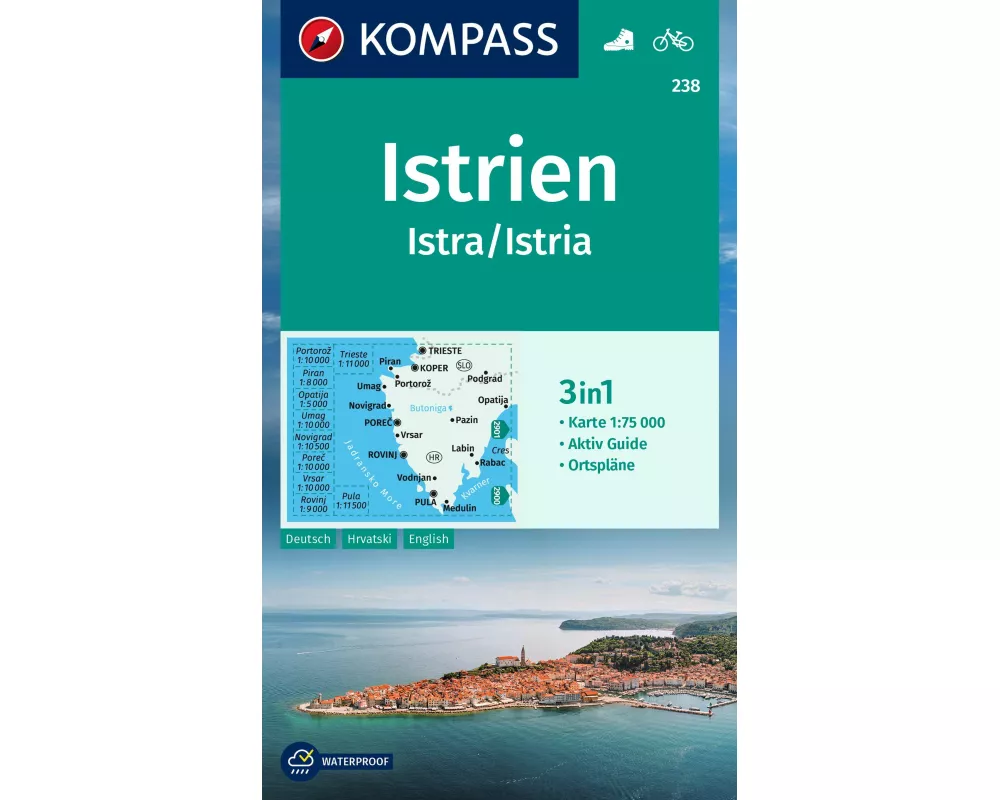 KOMPASS Wanderkarte 238 Istrien, Istra, Istria 1:75.000