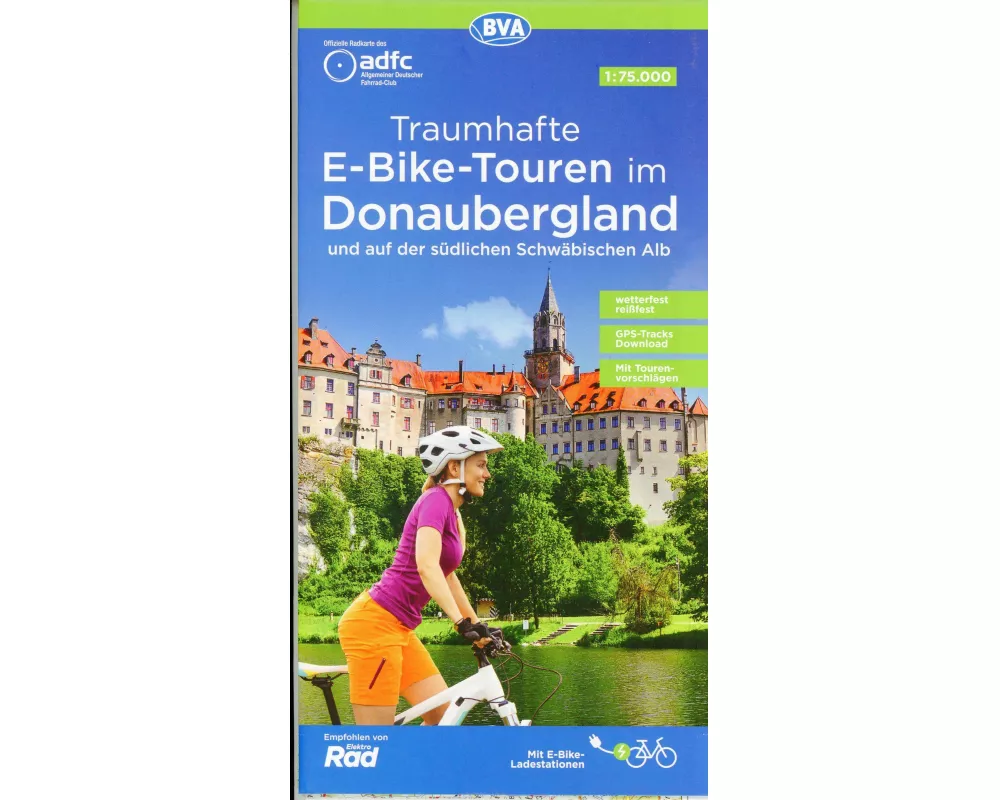 BVA ADFC Regionalkarte Traumhafte E-Bike-Touren im Donaubergland 1:75.000