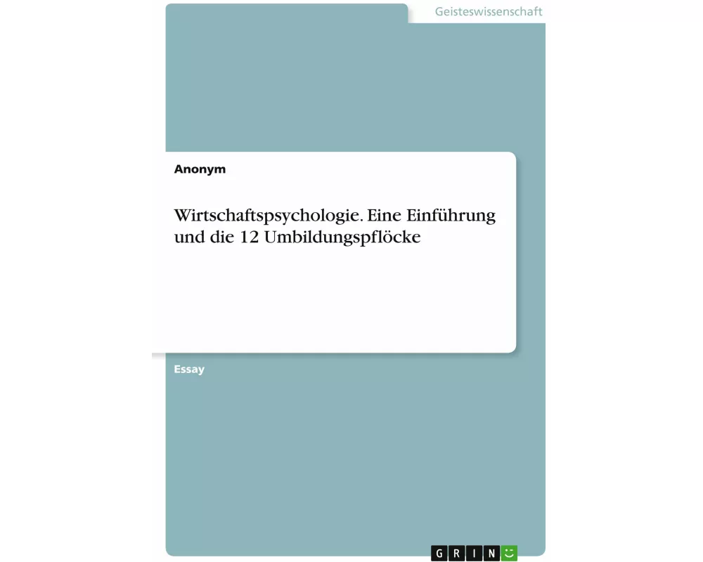 Wirtschaftspsychologie. Eine Einführung und die 12 Umbildungspflöcke
