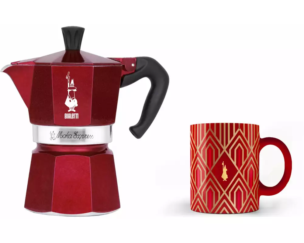 Bialetti Espressokocher Moka Express Deco Glam inkl. 1 Tasse