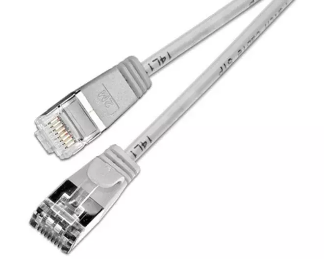 SLIM Slimpatchkabel RJ-45 - RJ-45, Cat 6, U/FTP, 1 m, Grau