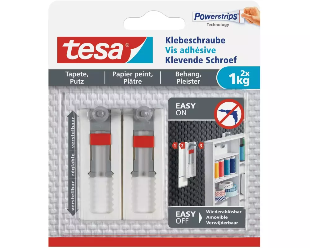 tesa Klebeschraube 1 kg für Tapeten + Putz, verstellbar