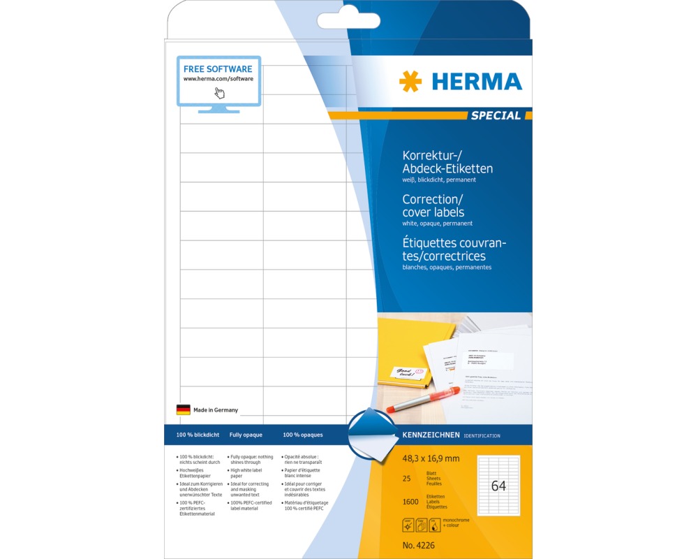 HERMA Etiketten SPECIAL 48.3x16.9mm 4226 weiss,perm. 1600 St./25 Bl.