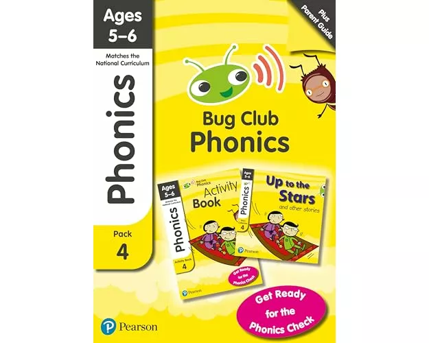 Phonics - Learn at Home Pack 4 (Bug Club), Phonics Sets 10-12 for ages 5-6 (Six stories + Parent Guide + Activity Book)