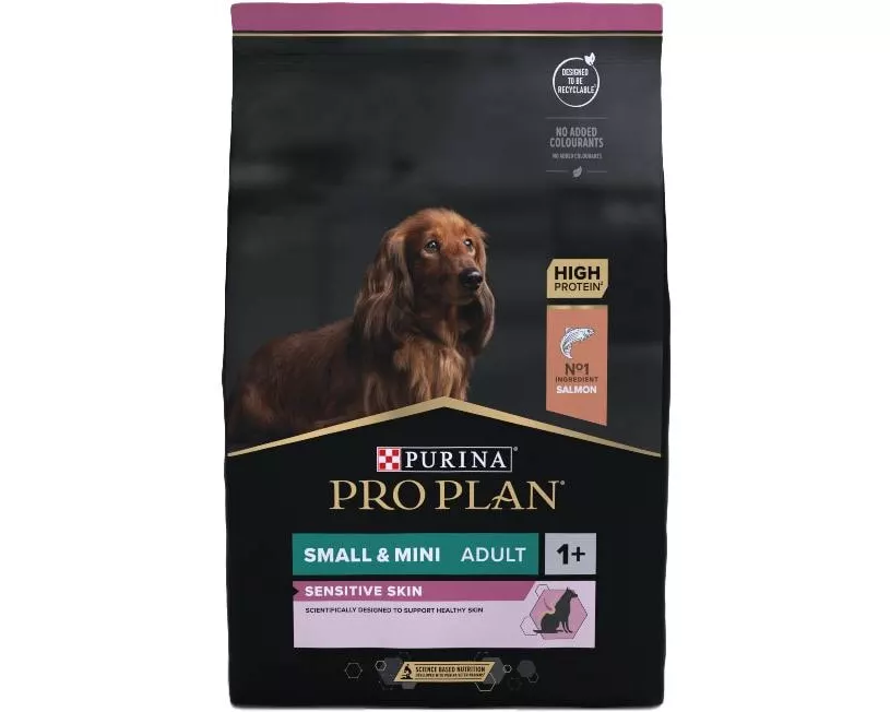 Purina Pro Plan Trockenfutter S/Mini Adult Sensitive Skin Lachs, 3 kg