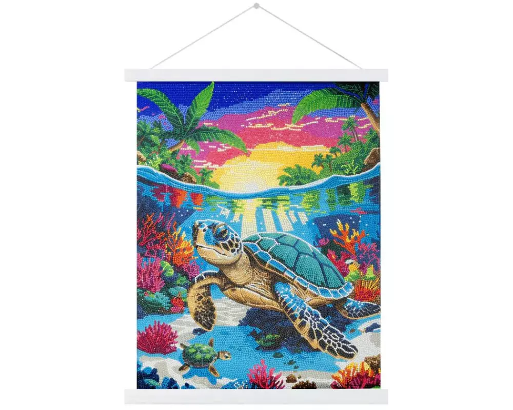 CRAFT Buddy Tropical Turtle Paradise Crystal Art Scroll 40 x 50 cm